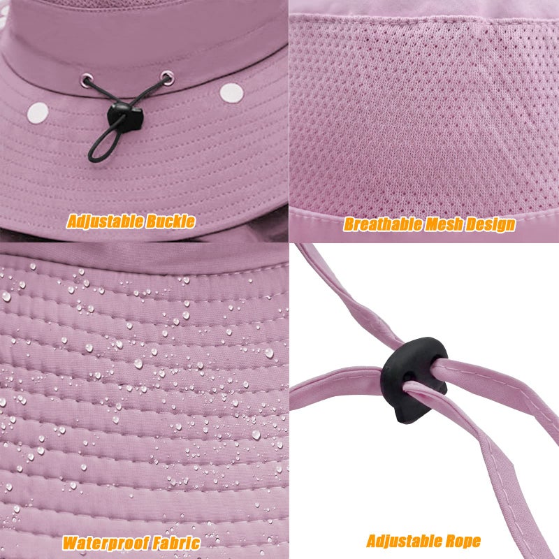 Outrip Fishing Hat for Men & Women, Outdoor UV Sun Protection Wide Brim Hat with Face Cover & Neck Flap Purple - Image 5